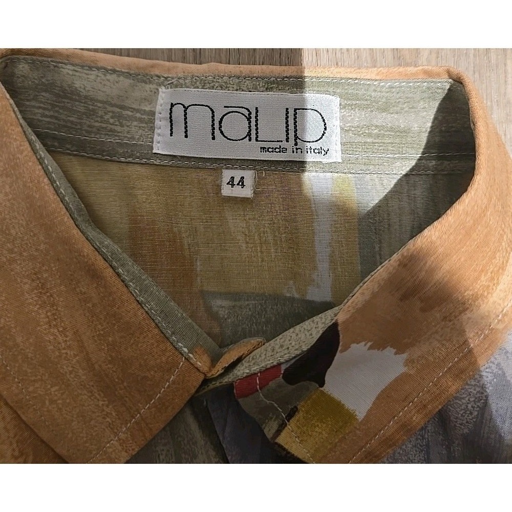 Maliparmi Italy Abstract Geometric Print Viscose Button Down Shirt  Womens 44